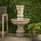 Frederick Outdoor 4 Spout Fountain, Light Brown Noble House