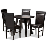Miya Modern and Contemporary Dark Brown Faux Leather Upholstered and Dark Brown Finished Wood 5-Piece Dining Set