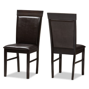 Baxton Studio Thea Modern and Contemporary Dark Brown Faux Leather Upholstered Dining Chair (Set of 2)