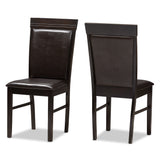 Thea Modern and Contemporary Dark Brown Faux Leather Upholstered Dining Chair (Set of 2)