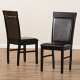 Baxton Studio Thea Modern and Contemporary Dark Brown Faux Leather Upholstered Dining Chair (Set of 2)