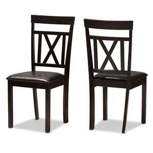 Baxton Studio Rosie Modern and Contemporary Dark Brown Faux Leather Upholstered Dining Chair (Set of 2)