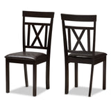 Rosie Modern and Contemporary Dark Brown Faux Leather Upholstered Dining Chair (Set of 2)
