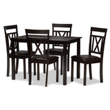 Rosie Modern and Contemporary Dark Brown Faux Leather Upholstered 5-Piece Dining Set