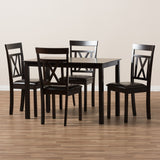 Baxton Studio Rosie Modern and Contemporary Dark Brown Faux Leather Upholstered 5-Piece Dining Set
