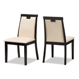 Evelyn Modern and Contemporary Beige Faux Leather Upholstered and Dark Brown Finished Dining Chair (Set of 2)