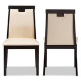 Baxton Studio Evelyn Modern and Contemporary Beige Faux Leather Upholstered and Dark Brown Finished Dining Chair (Set of 2)