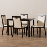 Baxton Studio Evelyn Modern and Contemporary Beige Faux Leather Upholstered and Dark Brown Finished 5-Piece Dining Set