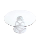 VIG Furniture Modrest Lilly - Modern White and Glass Round Dining Table VGNS-GD8800B-15-W