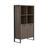 Pattinson Traditional 2-door Rectangular Bookcase Aged Walnut and Gunmetal