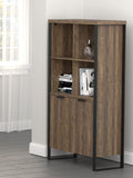 Pattinson Traditional 2-door Rectangular Bookcase Aged Walnut and Gunmetal
