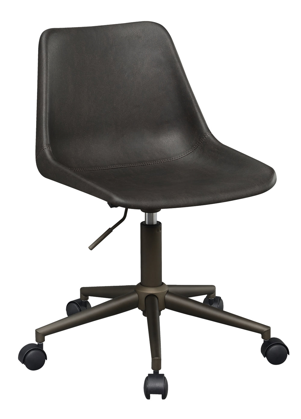 Contemporary Adjustable Height Office Chair - Brown Fabric with Rustic Taupe Finish & Casters