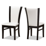 Adley Modern and Contemporary Dark Brown Finished White Faux Leather Dining Chair (Set of 2)