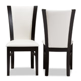 Baxton Studio Adley Modern and Contemporary Dark Brown Finished White Faux Leather Dining Chair (Set of 2)