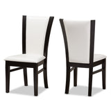 Baxton Studio Adley Modern and Contemporary 5-Piece Dark Brown Finished White Faux Leather Dining Set