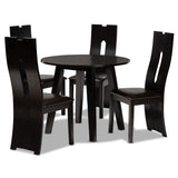 Torin Modern and Contemporary Dark Brown Faux Leather Upholstered and Dark Brown Finished Wood 5-Piece Dining Set