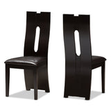 Alani Modern and Contemporary Dark Brown Faux Leather Upholstered Dining Chair (Set of 2)
