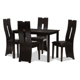 Alani Modern and Contemporary Dark Brown Faux Leather Upholstered 5-Piece Dining Set