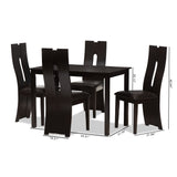 Baxton Studio Alani Modern and Contemporary Dark Brown Faux Leather Upholstered 5-Piece Dining Set