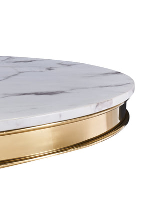 VIG Furniture Modrest Potter - White Marble & Gold Stainless Steel Round Dining Table VGZAT9007
