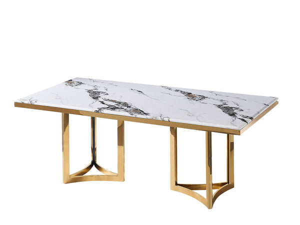 VIG Furniture Modrest Loomis - White Marble & Gold Dining Table VGZAT1301