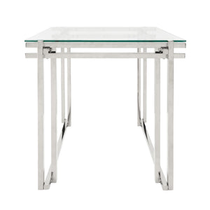 Sagebrook Home Contemporary Metal 24" Side Table, Silver 15725-01 Silver Glass