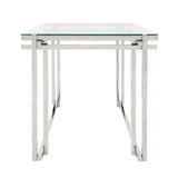 Sagebrook Home Contemporary Metal 24" Side Table, Silver 15725-01 Silver Glass