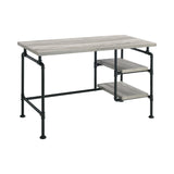 Delray Traditional 2-tier Open Shelving Writing Desk Grey Driftwood and Black