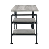 Delray Traditional 2-tier Open Shelving Writing Desk Grey Driftwood and Black