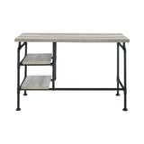 Delray Traditional 2-tier Open Shelving Writing Desk Grey Driftwood and Black