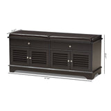 Baxton Studio Leo Modern and Contemporary Dark Brown Wood 2-Drawer Shoe Storage Bench