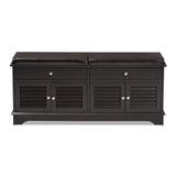 Baxton Studio Leo Modern and Contemporary Dark Brown Wood 2-Drawer Shoe Storage Bench