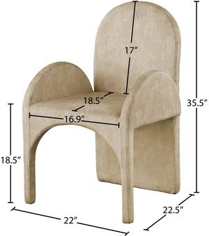 Summer Velvet / Engineered Wood / Steel / Iron / Foam Contemporary Beige Velvet Dining Arm Chair - 22" W x 22.5" D x 35.5" H