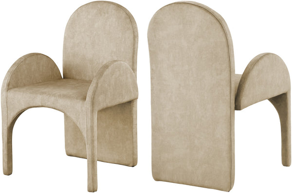 Summer Velvet / Engineered Wood / Steel / Iron / Foam Contemporary Beige Velvet Dining Arm Chair - 22" W x 22.5" D x 35.5" H