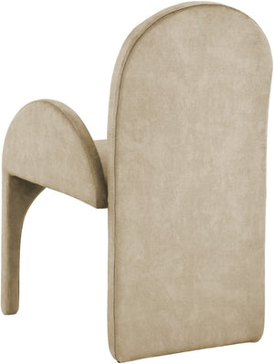 Summer Velvet / Engineered Wood / Steel / Iron / Foam Contemporary Beige Velvet Dining Arm Chair - 22" W x 22.5" D x 35.5" H