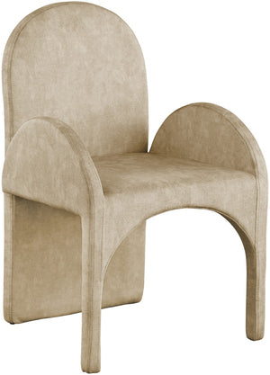 Summer Velvet / Engineered Wood / Steel / Iron / Foam Contemporary Beige Velvet Dining Arm Chair - 22" W x 22.5" D x 35.5" H