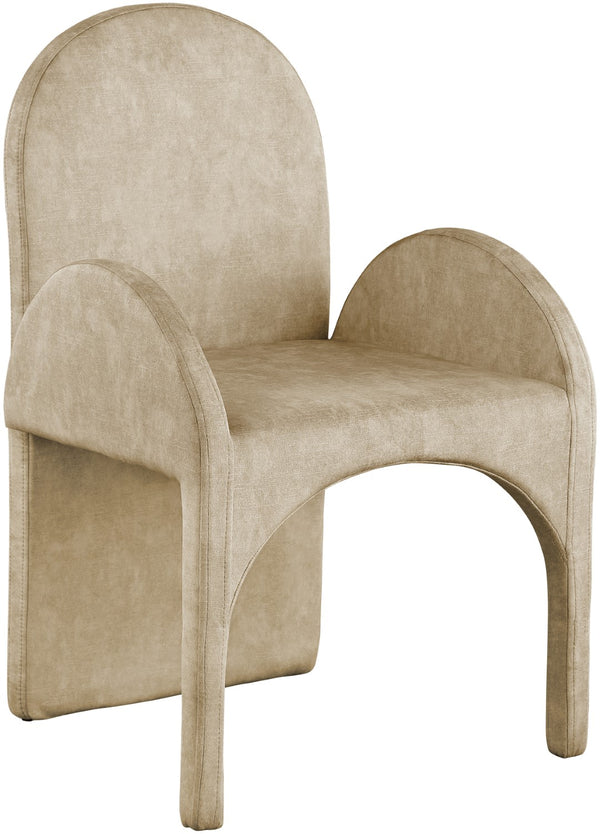 Summer Velvet / Engineered Wood / Steel / Iron / Foam Contemporary Beige Velvet Dining Arm Chair - 22" W x 22.5" D x 35.5" H