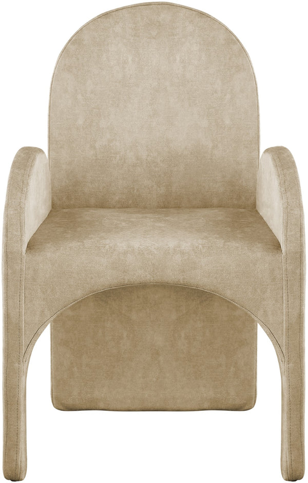Summer Velvet / Engineered Wood / Steel / Iron / Foam Contemporary Beige Velvet Dining Arm Chair - 22" W x 22.5" D x 35.5" H
