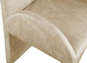 Summer Velvet / Engineered Wood / Steel / Iron / Foam Contemporary Beige Velvet Dining Arm Chair - 22" W x 22.5" D x 35.5" H