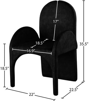 Summer Velvet / Engineered Wood / Steel / Iron / Foam Contemporary Black Velvet Dining Arm Chair - 22" W x 22.5" D x 35.5" H