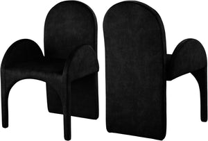 Summer Velvet / Engineered Wood / Steel / Iron / Foam Contemporary Black Velvet Dining Arm Chair - 22" W x 22.5" D x 35.5" H
