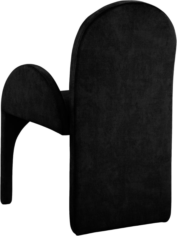 Summer Velvet / Engineered Wood / Steel / Iron / Foam Contemporary Black Velvet Dining Arm Chair - 22" W x 22.5" D x 35.5" H