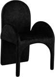 Summer Velvet / Engineered Wood / Steel / Iron / Foam Contemporary Black Velvet Dining Arm Chair - 22" W x 22.5" D x 35.5" H