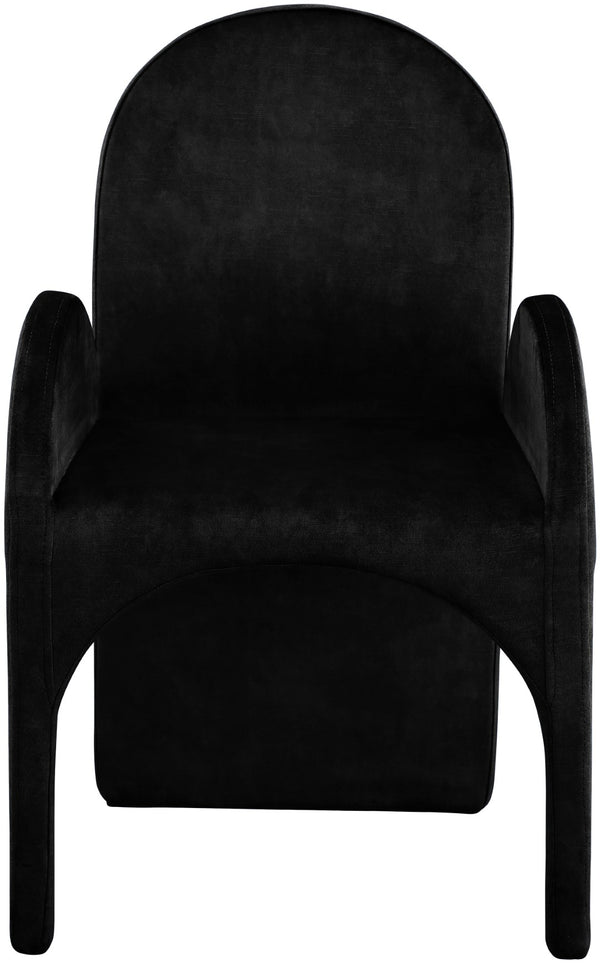 Summer Velvet / Engineered Wood / Steel / Iron / Foam Contemporary Black Velvet Dining Arm Chair - 22" W x 22.5" D x 35.5" H