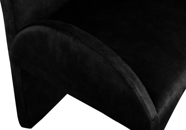 Summer Velvet / Engineered Wood / Steel / Iron / Foam Contemporary Black Velvet Dining Arm Chair - 22" W x 22.5" D x 35.5" H