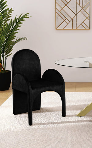 Summer Velvet / Engineered Wood / Steel / Iron / Foam Contemporary Black Velvet Dining Arm Chair - 22" W x 22.5" D x 35.5" H