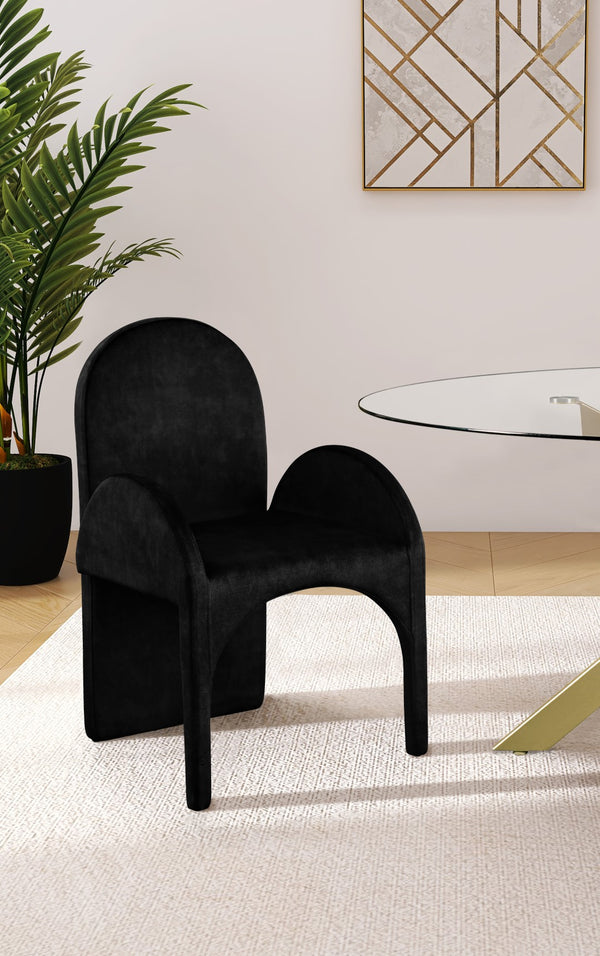 Summer Velvet / Engineered Wood / Steel / Iron / Foam Contemporary Black Velvet Dining Arm Chair - 22" W x 22.5" D x 35.5" H