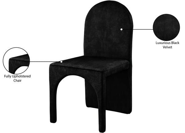 Summer Velvet / Engineered Wood / Steel / Iron / Foam Contemporary Black Velvet Dining Side Chair - 18.5" W x 22.5" D x 35.5" H