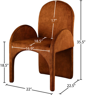 Summer Velvet / Engineered Wood / Steel / Iron / Foam Contemporary Cognac Velvet Dining Arm Chair - 22" W x 22.5" D x 35.5" H