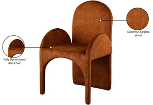 Summer Velvet / Engineered Wood / Steel / Iron / Foam Contemporary Cognac Velvet Dining Arm Chair - 22" W x 22.5" D x 35.5" H